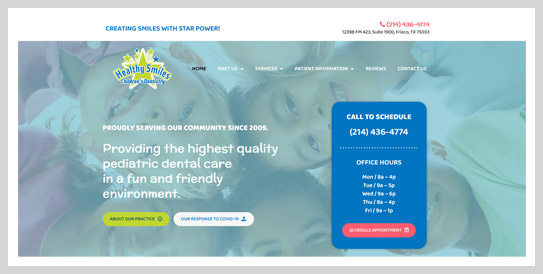 Healthy Smiles dental website landing page