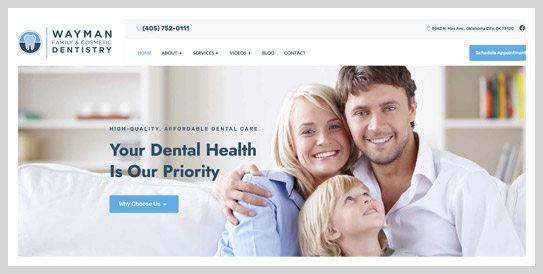 Wayman Dentistry dental website landing page