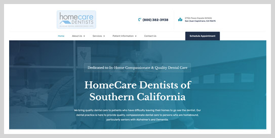 homecare dentists dental website landing page