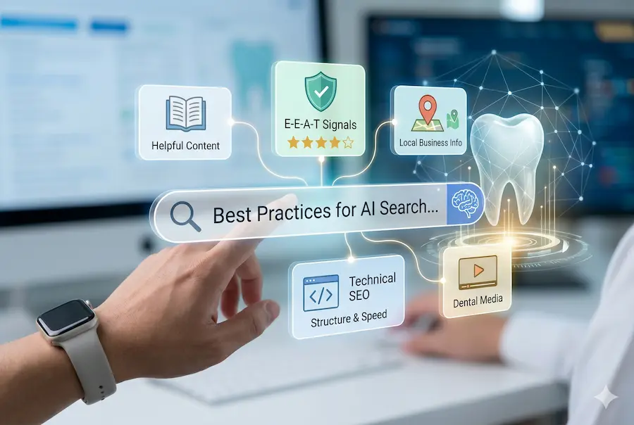 Infographic showing SEO best practices for AI search